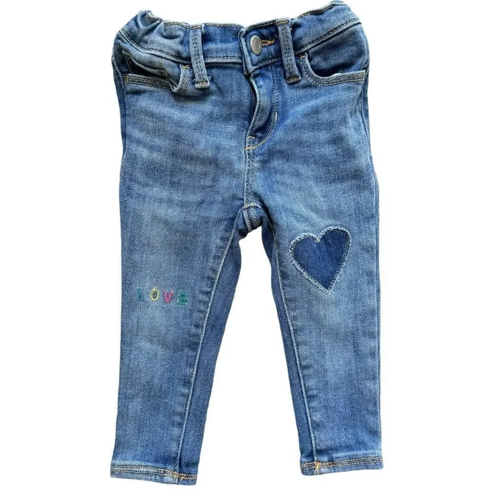 Old Navy Kids Rockstar 360 Stretch Valentine Super Skinny Jeggings. 18-24 Months